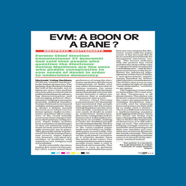 E.V.M: A Boom or Bane