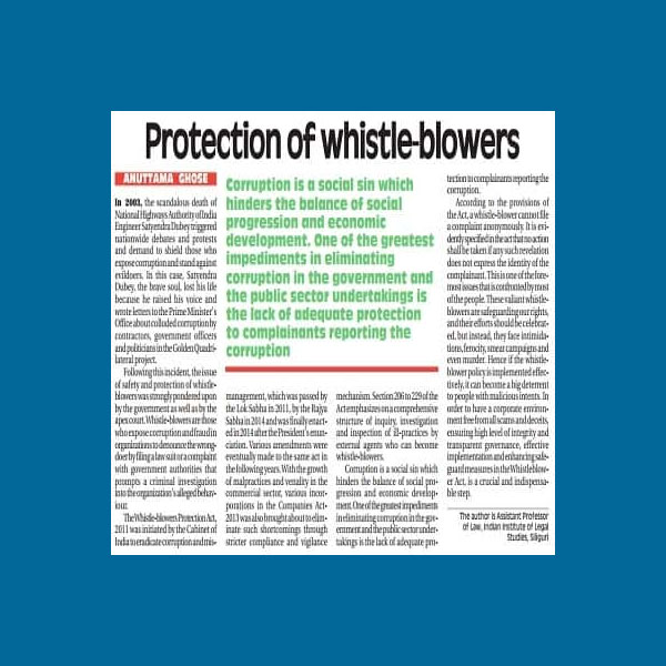 Protection of Whistle Blowers